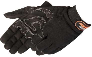 GLOVE  MECHANIC BLACK;LTHR PATCH PALM - Latex, Supported